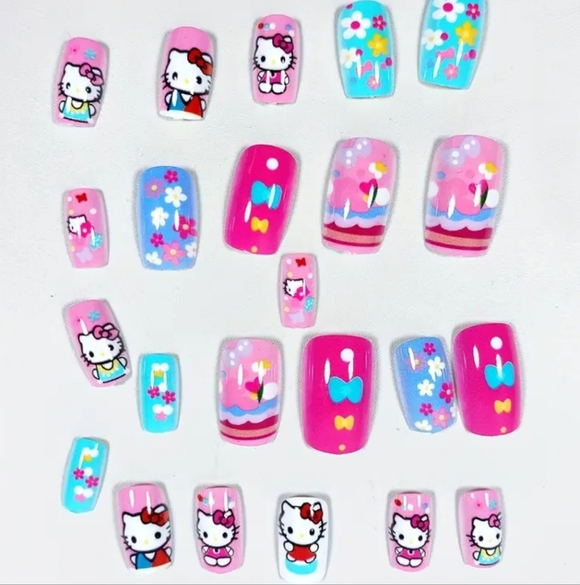 Hello Kitty Cute Pastel Reusable Press-on Nail Kit W/Jelly Tab Sheet & Nail File - Picture 6 of 9